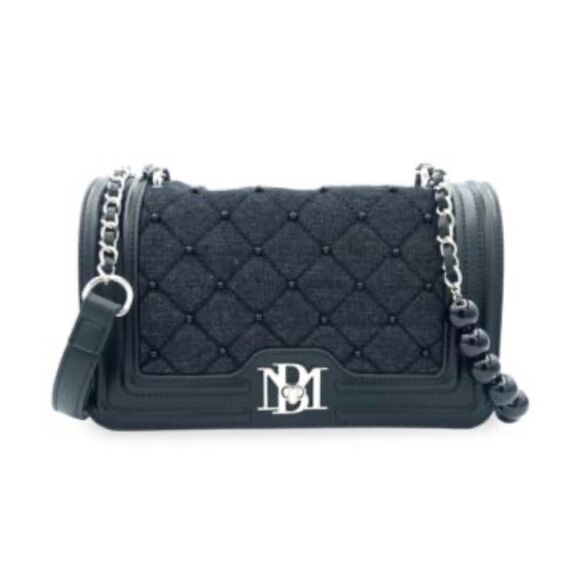 BADGLEY MISCHKA Quilted & Beaded Denim Shoulder Bag - Picture 1 of 4